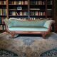 Fauteuil baroque vintage vert d'eau / Biedermeier / canapé