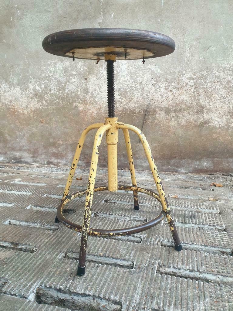 Industrial swivel stool side table