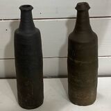 Set of two folk art ceramic bottles