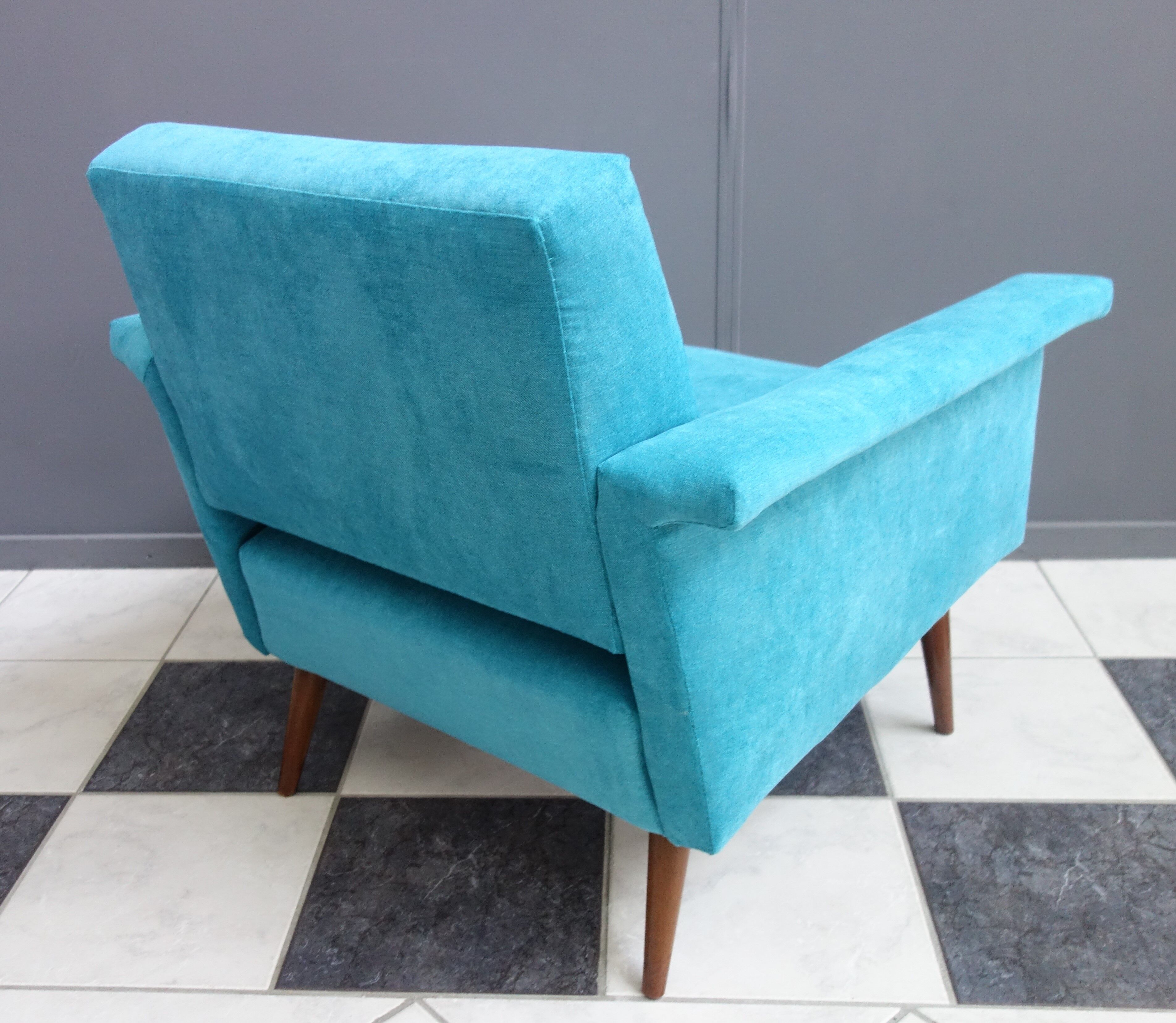 Blue velvet armchair 1960s