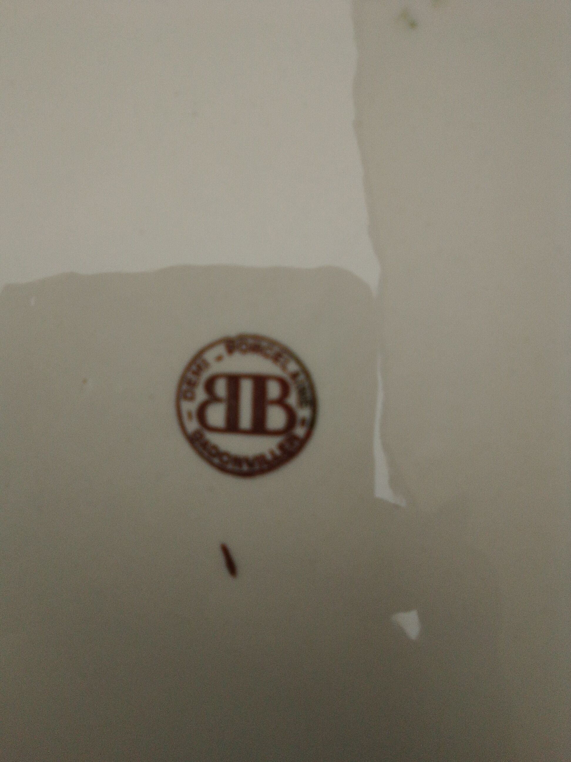 Hollow round dish in half badonviller porcelain with green marli diam 28 cm