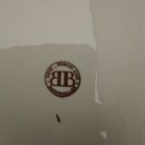 Hollow round dish in half badonviller porcelain with green marli diam 28 cm