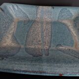 Rectangular dish glazed terracotta ceramic XXth signature