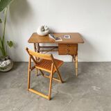 Louis Sognot rattan desk and its chair