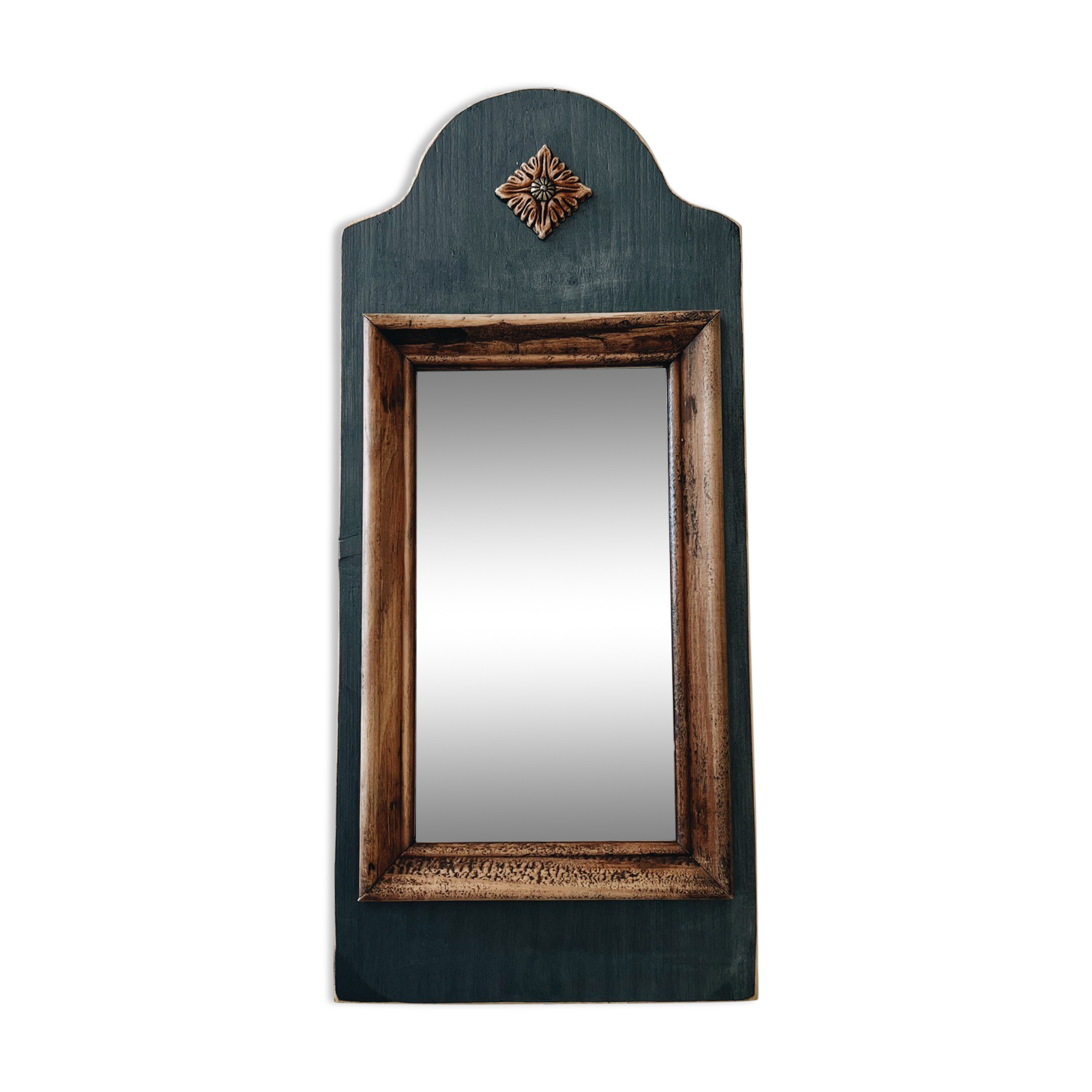 Wooden and black mirror