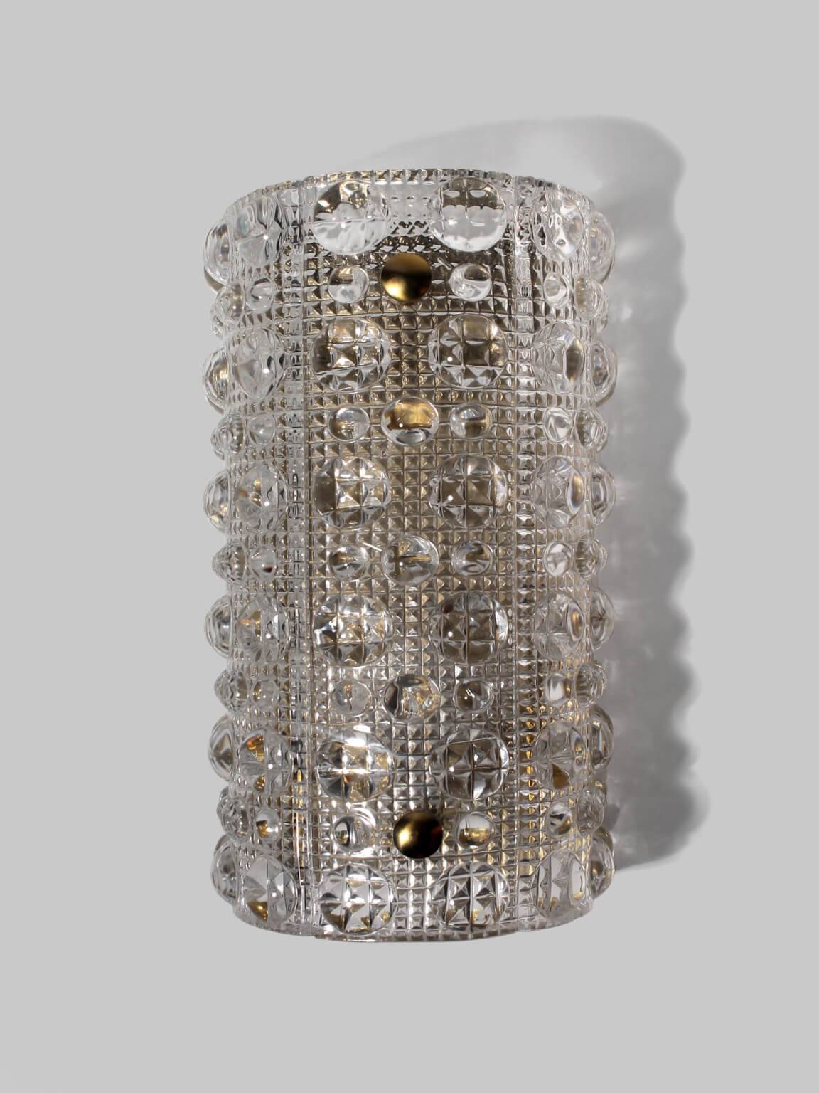 Carl Fagerlund Bubble Crystal Glass And Brass Sconce, For Orrefors