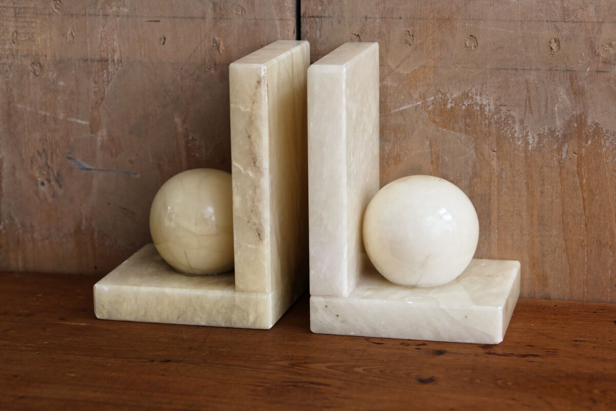 Pair of marble art deco book ends