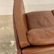 Vintage danish stouby dark cognac leather and rose stained beechwood frame 3 seater sofa