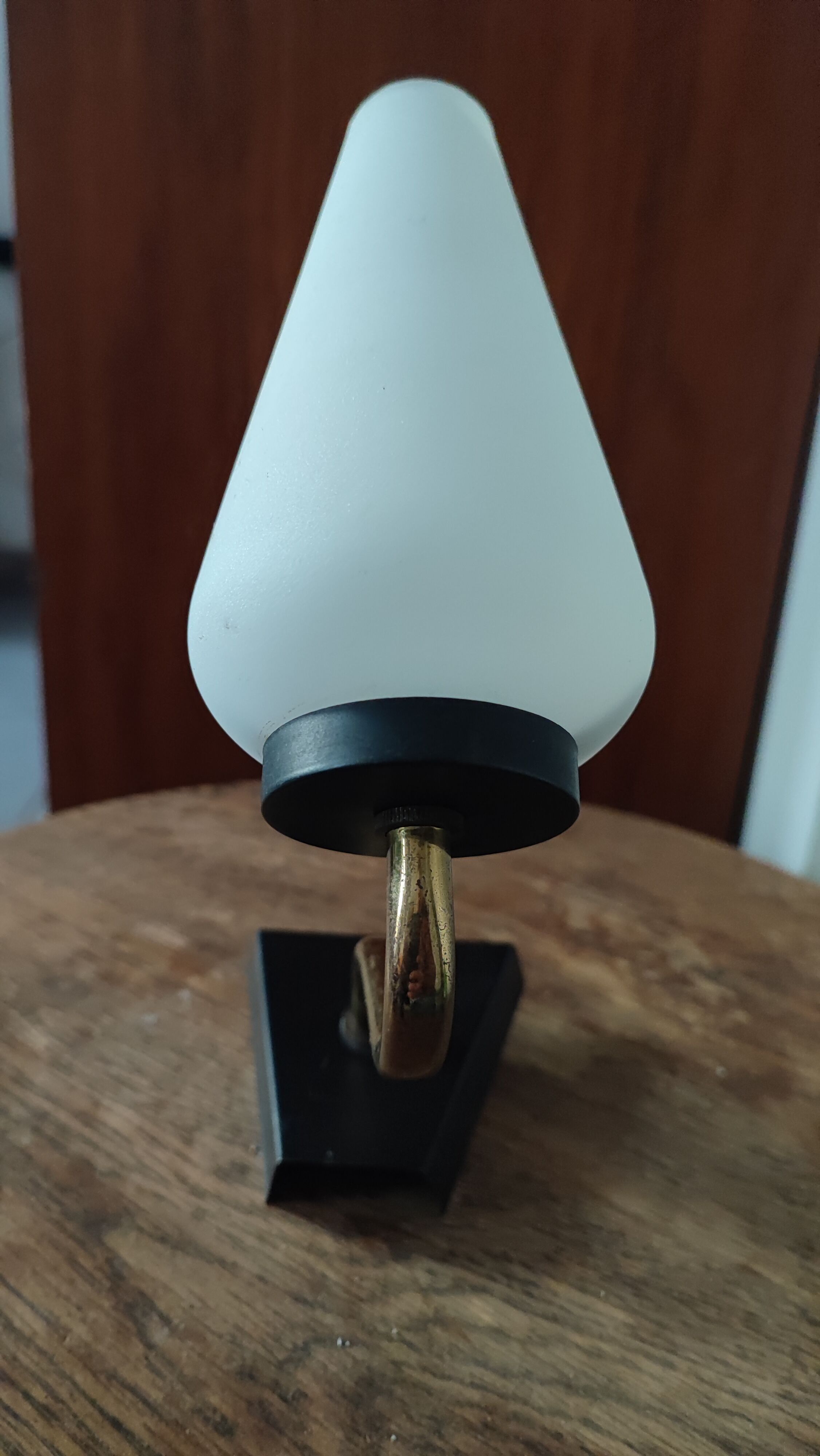 Brass and opaline wall lamp 1950