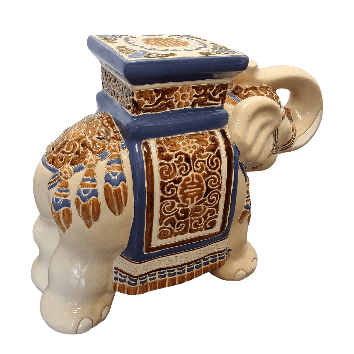Vintage Ceramic Elephant Statue Plant Table From The 1970s