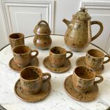 coffee service 6 cups and saucers, teapot and sugar bowl in ceramic / pottery / stoneware years 50-6