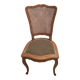 Chaise en bois, cannage et velours côtelé