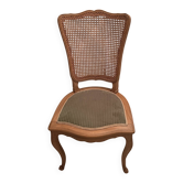 Wooden chair, cane and corduroy