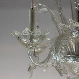 Venetian lustre in colourless Murano glass, 6 light arms, circa 1950.