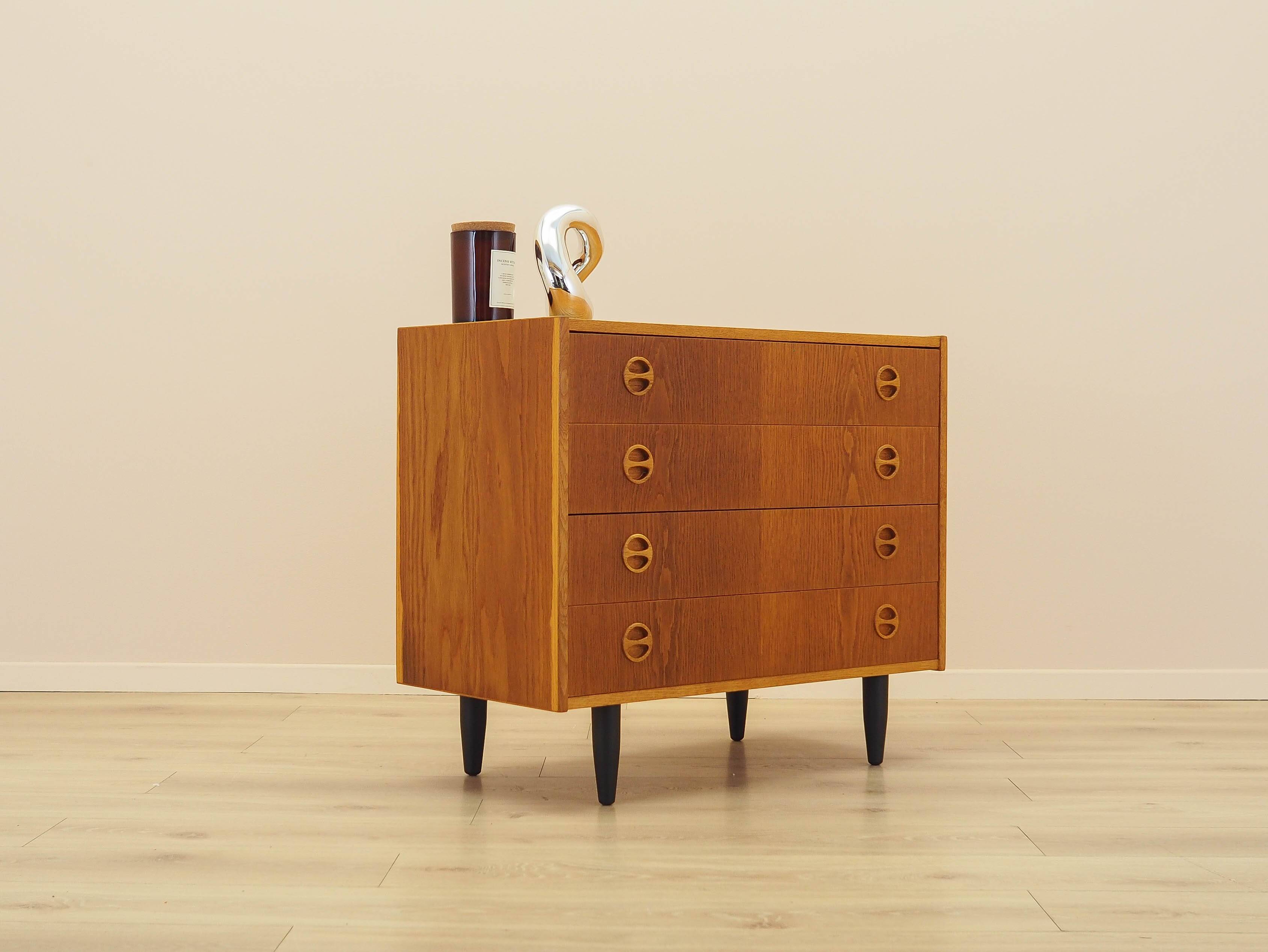 Ash chest of drawers 1970s with distinctive handles, Denmark