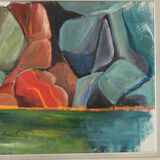 Original Swedish abstract oil painting on canvas "Abstract Rocks"
