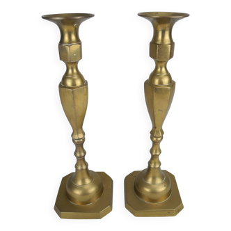 Paire chandeliers bougeoirs laiton vintage
