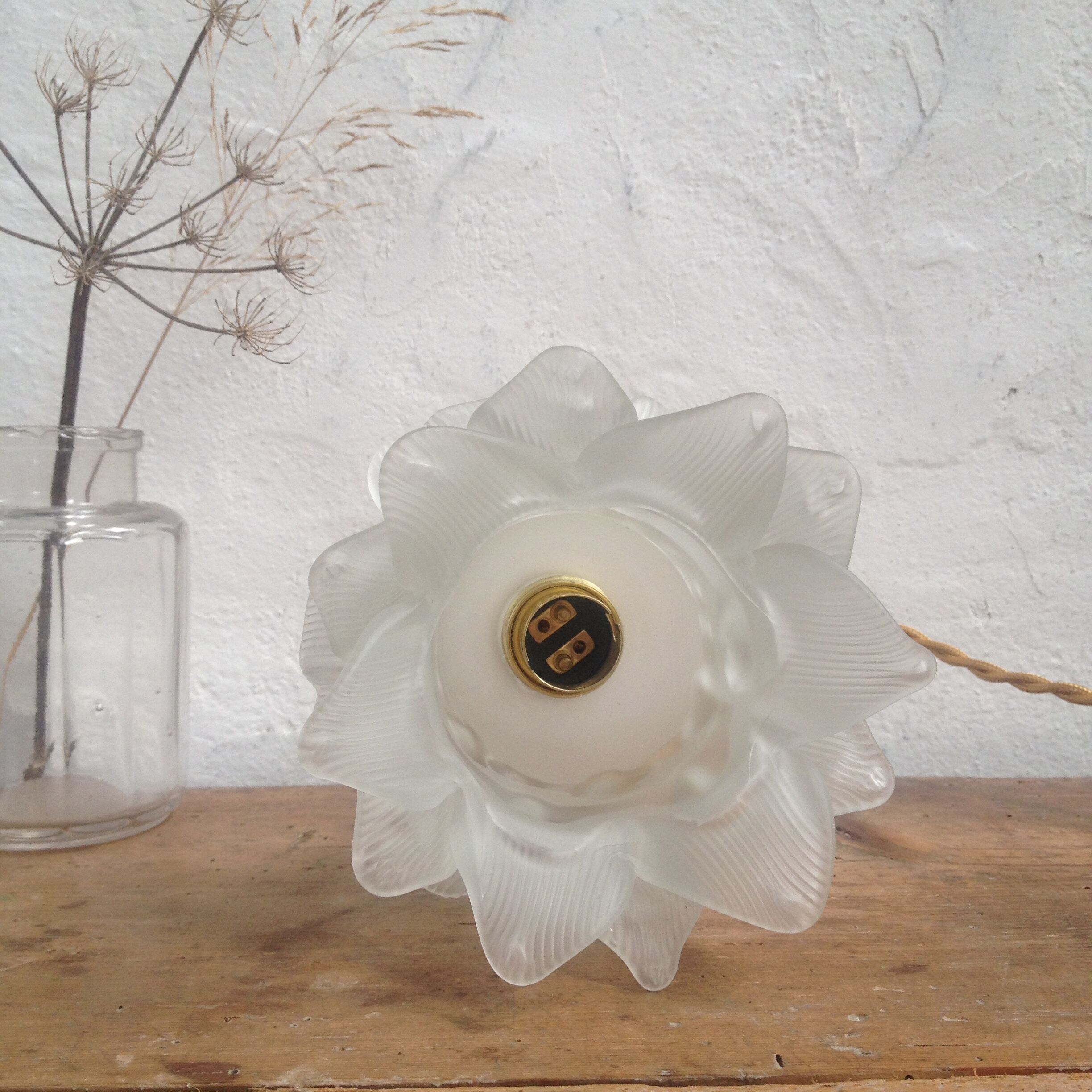 Pink glass hand lamp