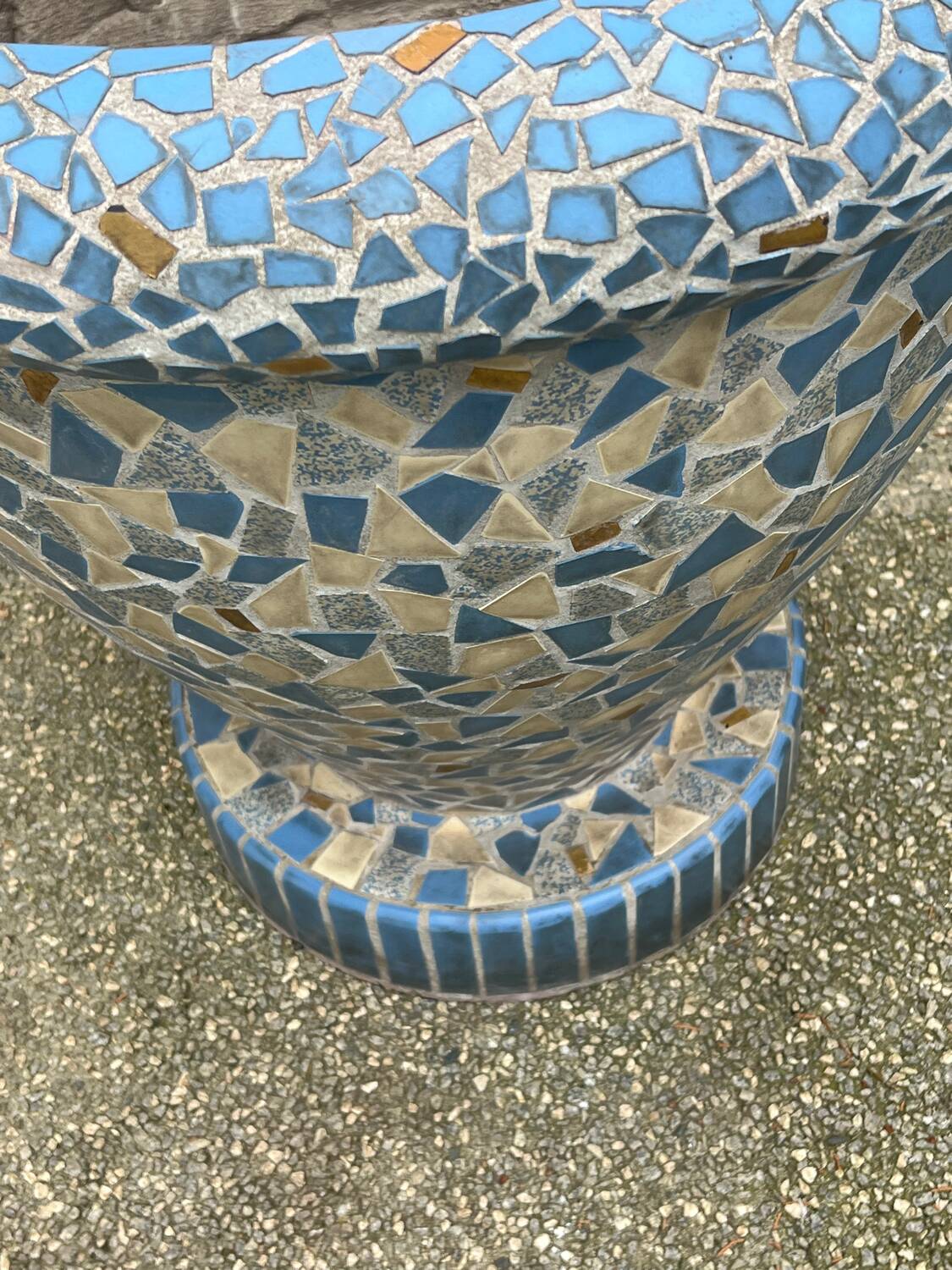 Large antique mosaic pot, 70cm high, from the 1960s