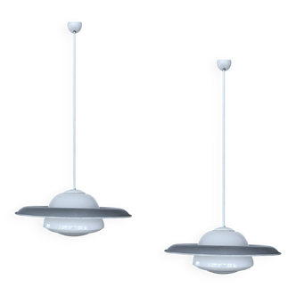 Pair of large bauhaus pendant lights from the 1930s