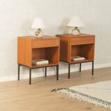 Minimalist bedside tables from the 1960s, teak veneer, set of 2