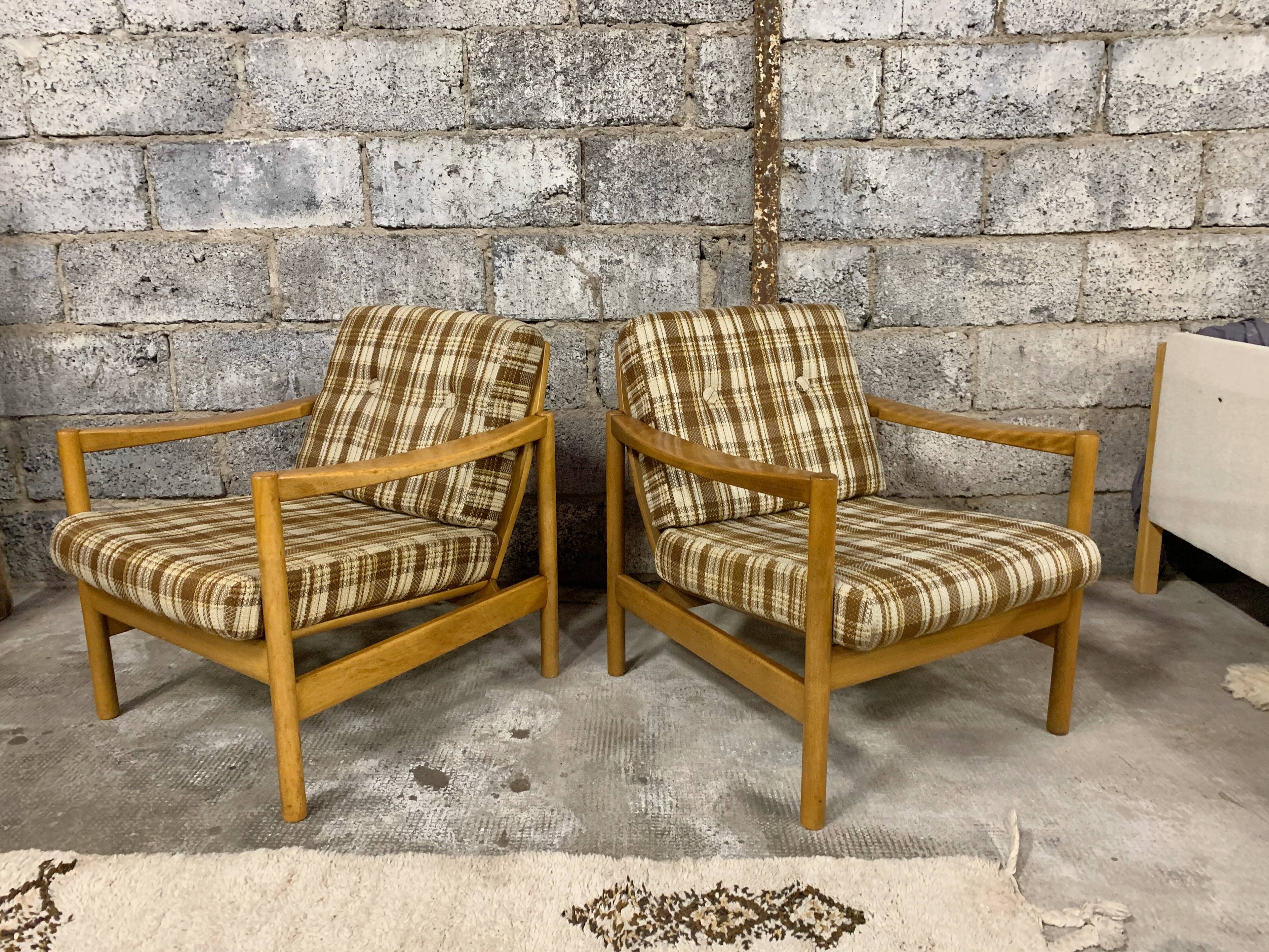 Pair of Scandinavian armchair fabric tiles