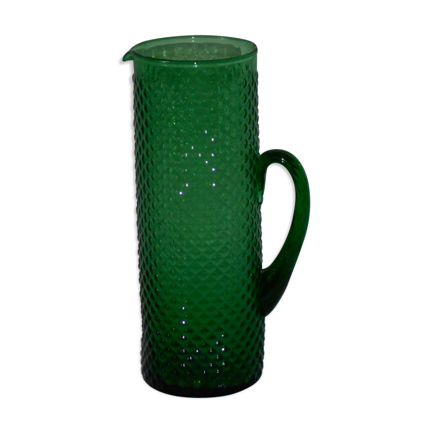 Vintage emerald green color glass pitcher
