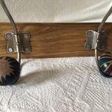 Wooden coat hook with 6 double hooks