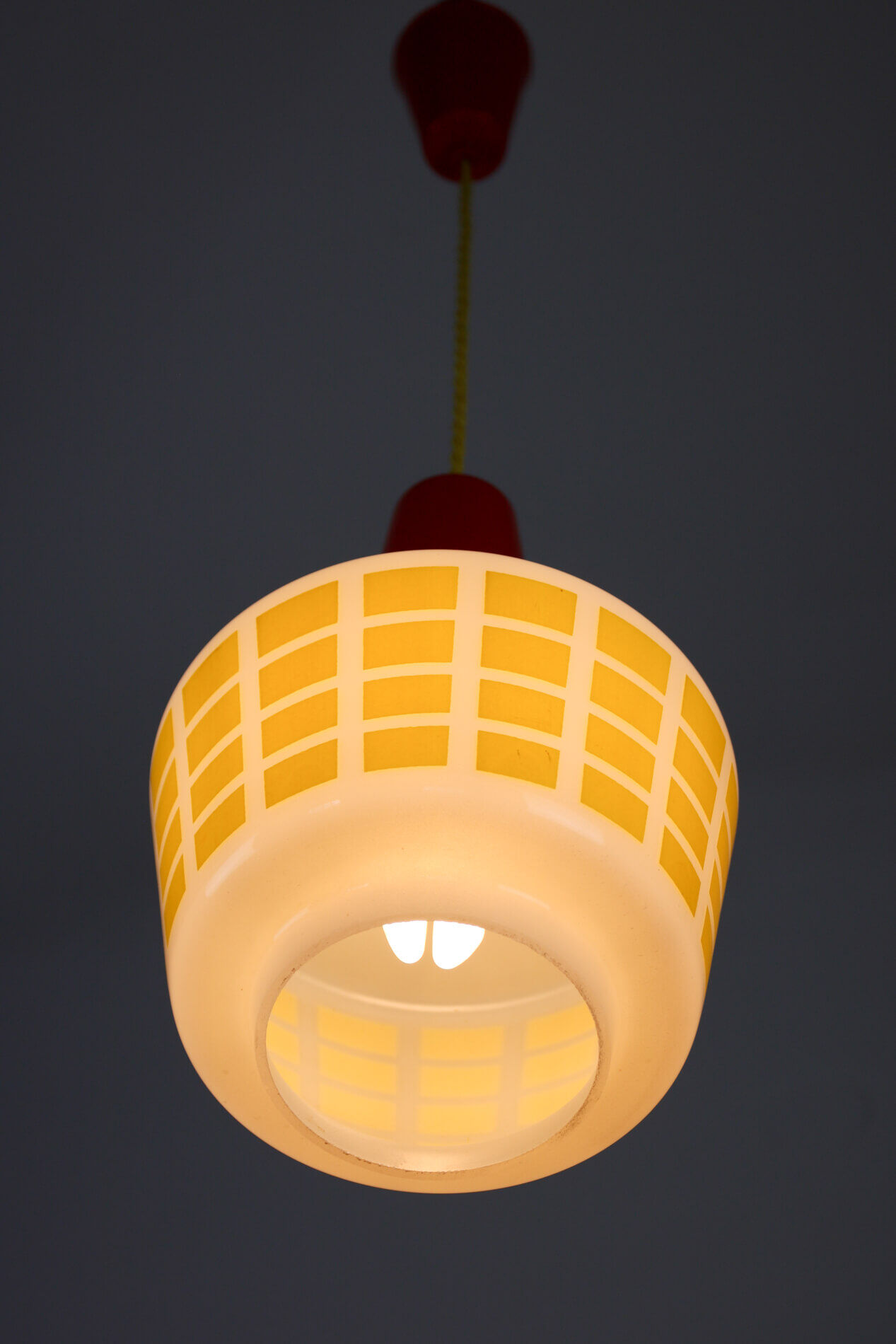 Red and yellow glass pendant lamp