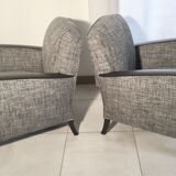 Pair of Studio armchair 1950 fully restored fabric Thévenon.