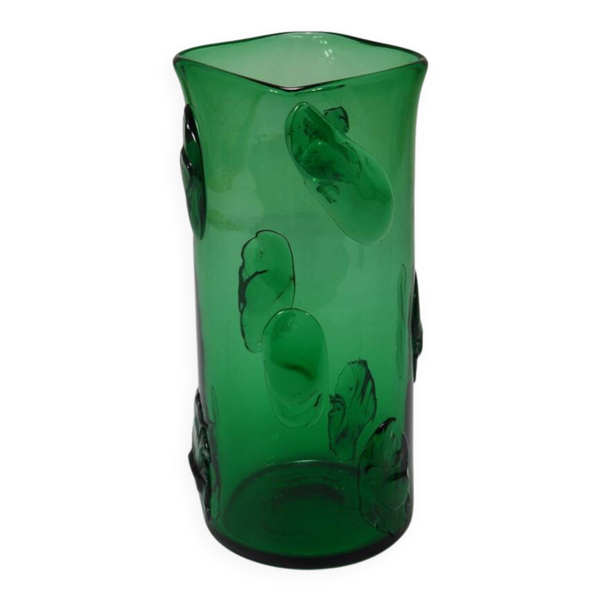 Large Green Glass Vase Vetro Verde from Empoli, Italy, 1960s