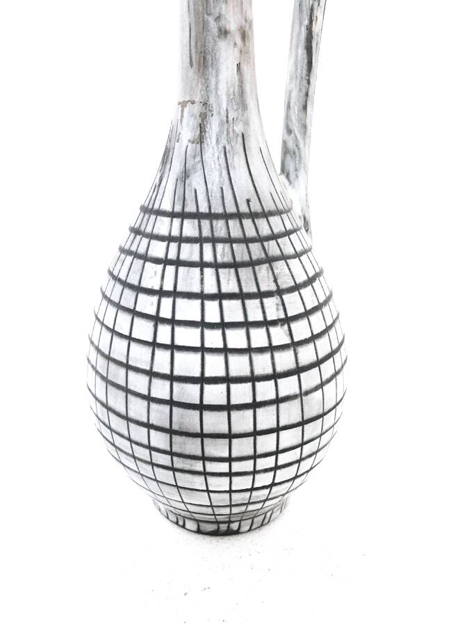 Vintage grey ceramic soliflore, 1970.