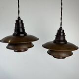 Pair of 1930s Poul Henningsen pendants in patinated Copper model 2/2