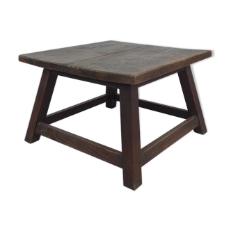 Brutalist vintage oak coffee table 1950 rustic artisanal