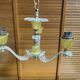 Chandelier + pair of wall lights in the old style jules leleu gilded + perspex plexi
