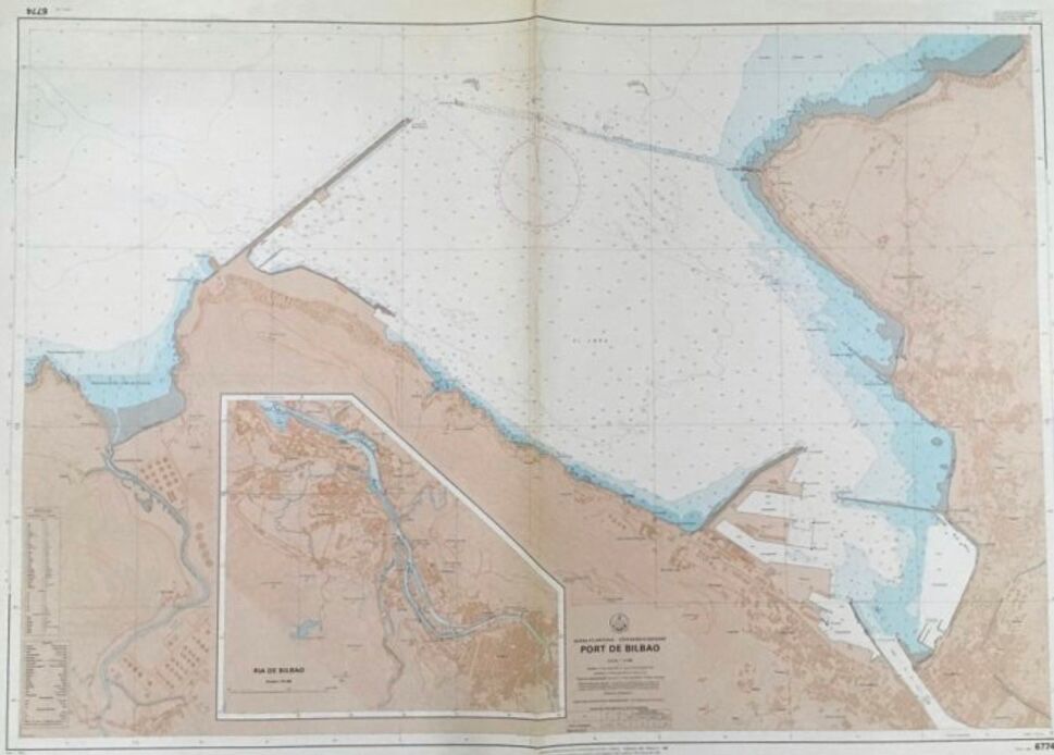Old nautical map of Bilbao Spain