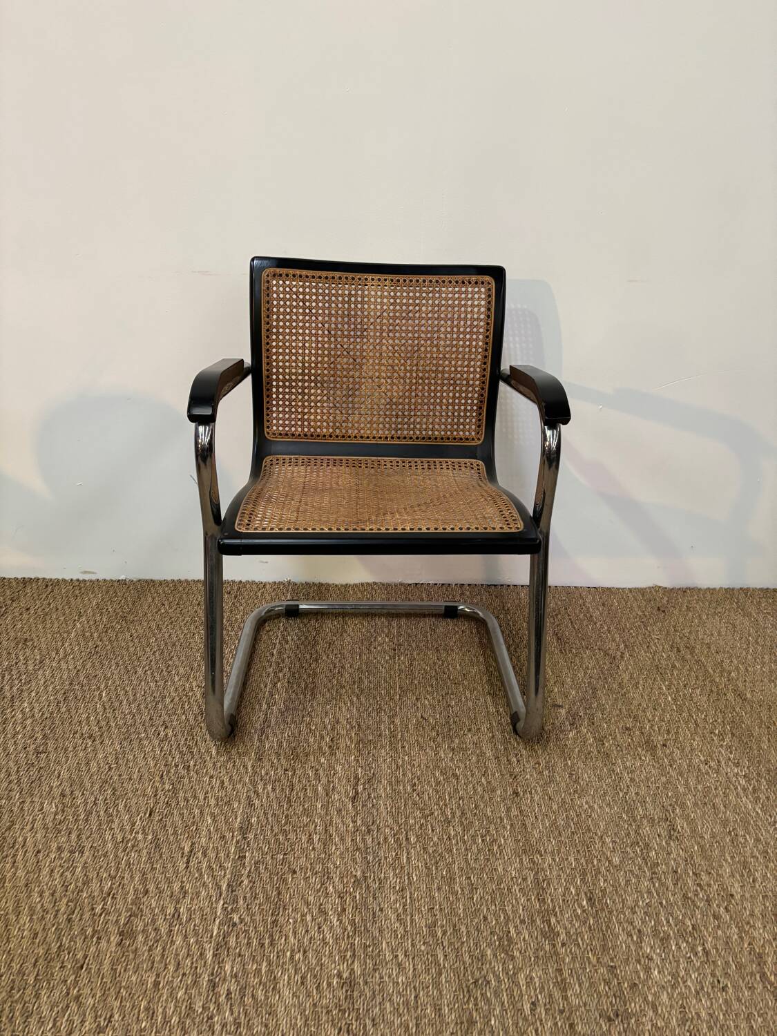 Marcel Breuer style  armchair molded cane seat
