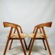 Vintage dining chairs oak wood yellow mellow Boho upholstery
