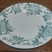 Assiette en faïence terre de fer Saint Amand décor anémone
