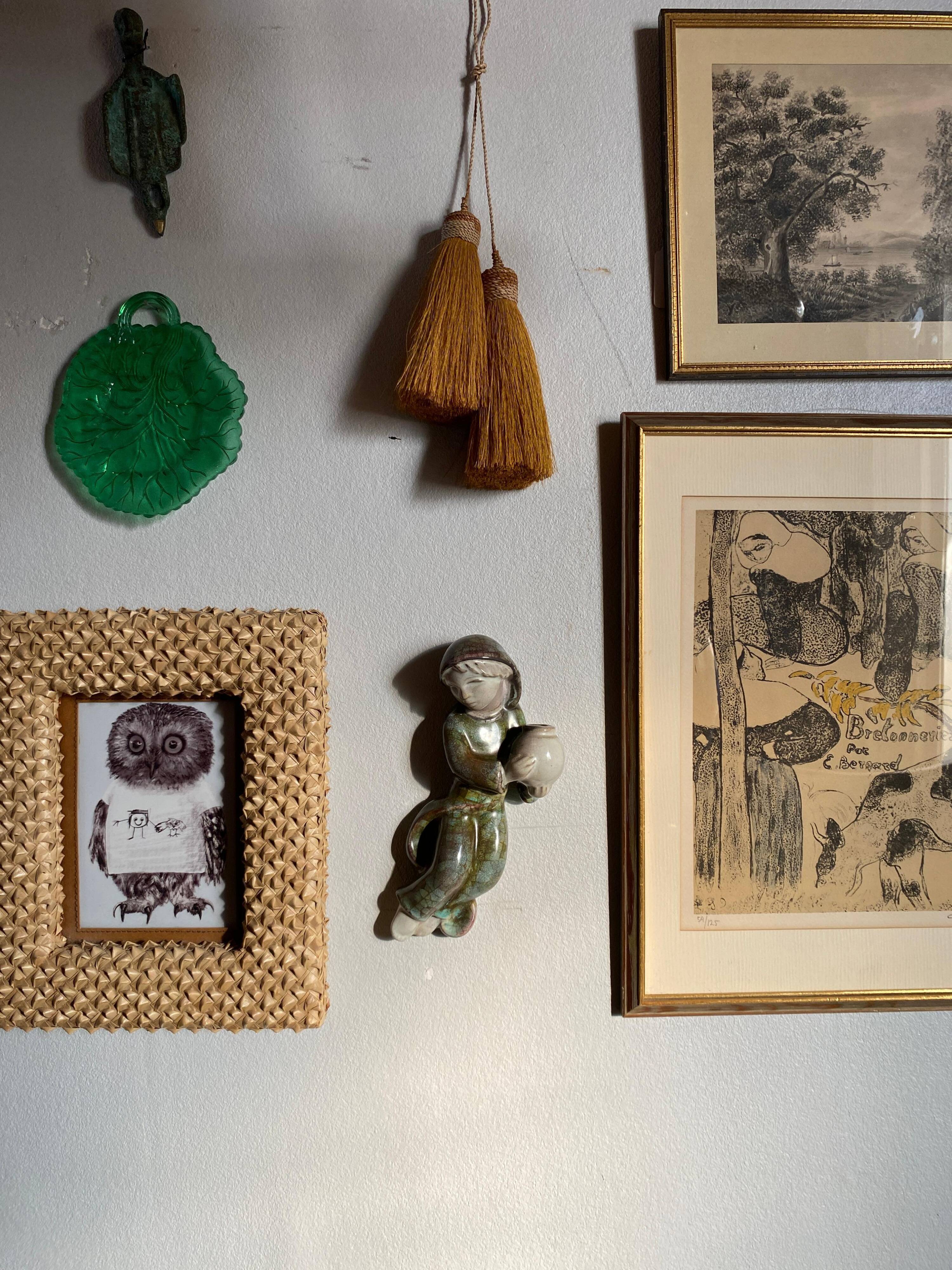 Stoneware Sconce with Boy Motif by Marianne Starck for Michael Andersen & Son