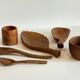Set of vintage turned and carved wooden cups