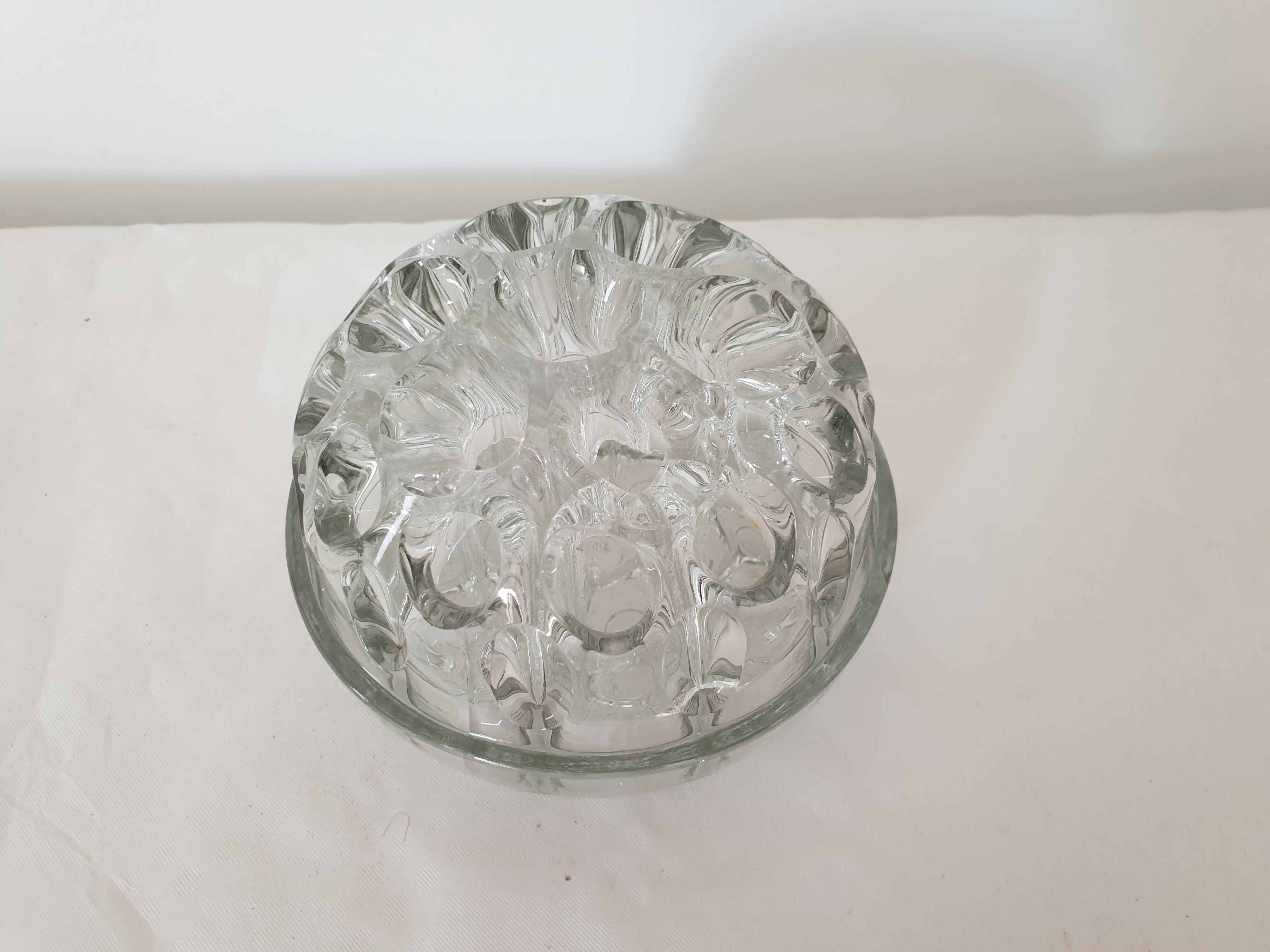 Vintage glass flower stand vase with 19 holes - Made in France