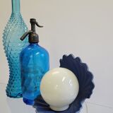 Shell lamp in blue and opaline ceramic