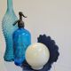 Shell lamp in blue and opaline ceramic