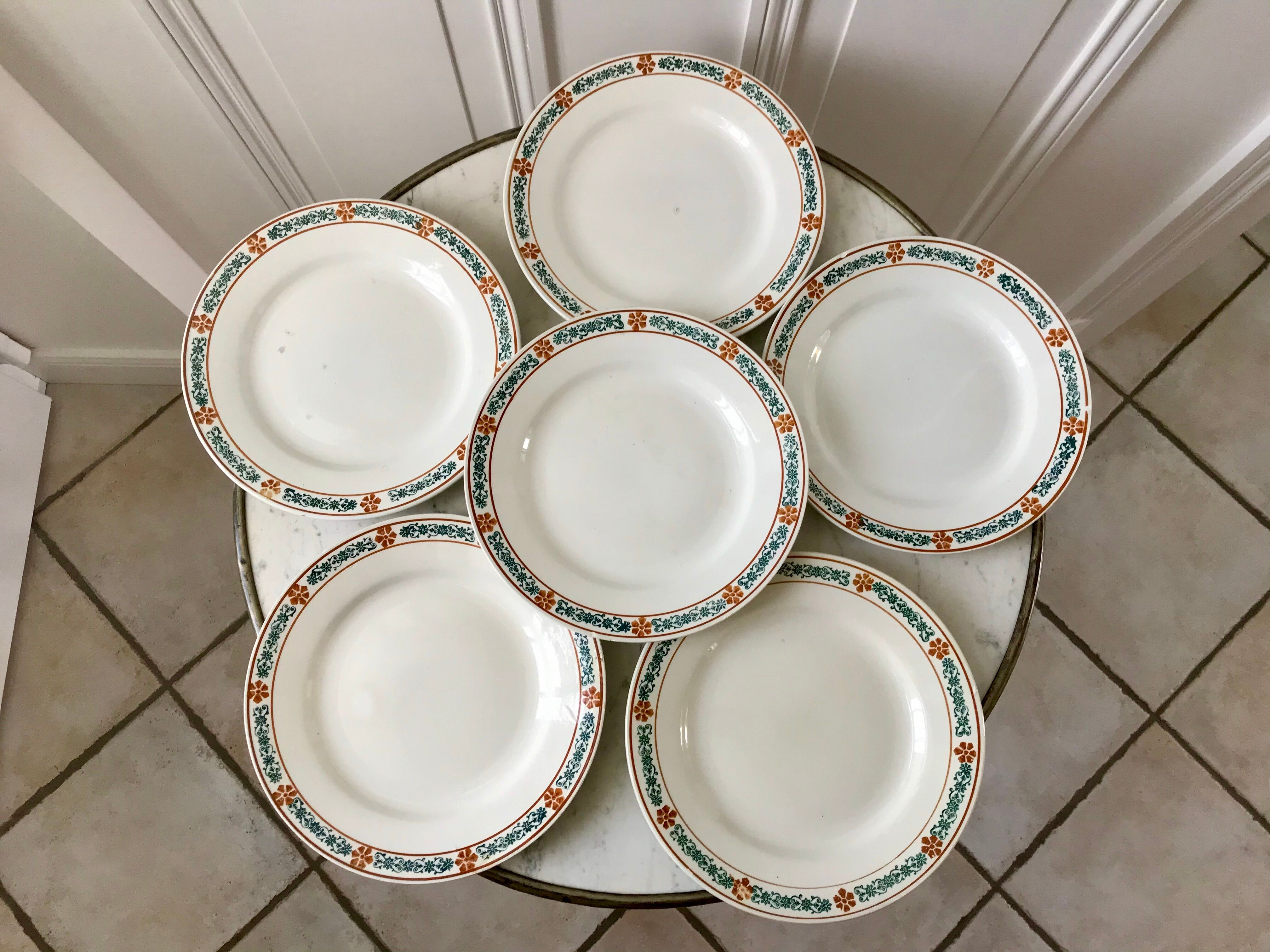 lot of 6 hollow plates Terre de Fer St Amand model "Molière" XXth