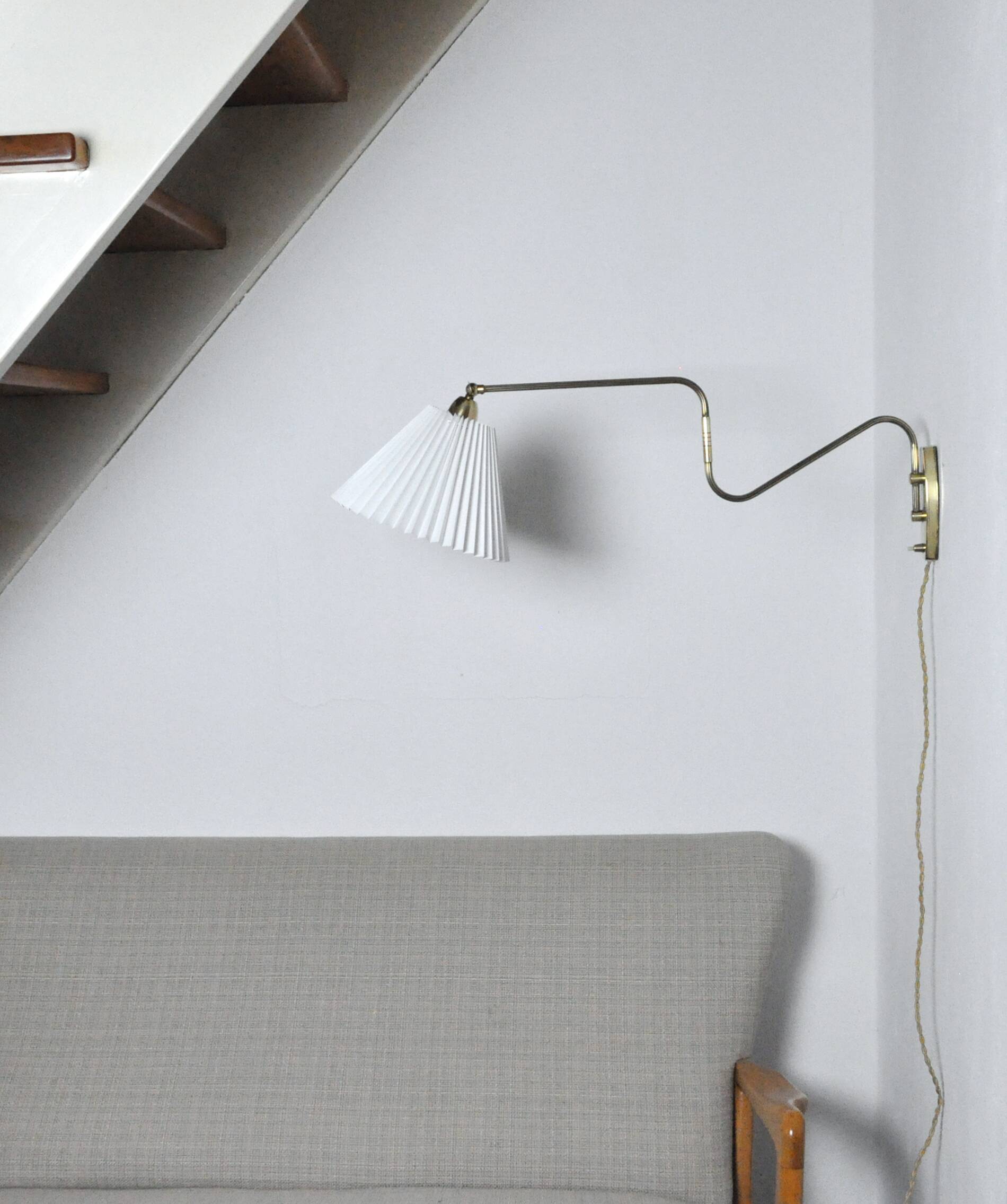 Danish Brass Swing Arm Wall Lamp, 1950s