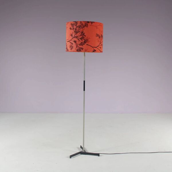 Lampadaire des années 1960 avec abat-jour en tissu des Pays-Bas