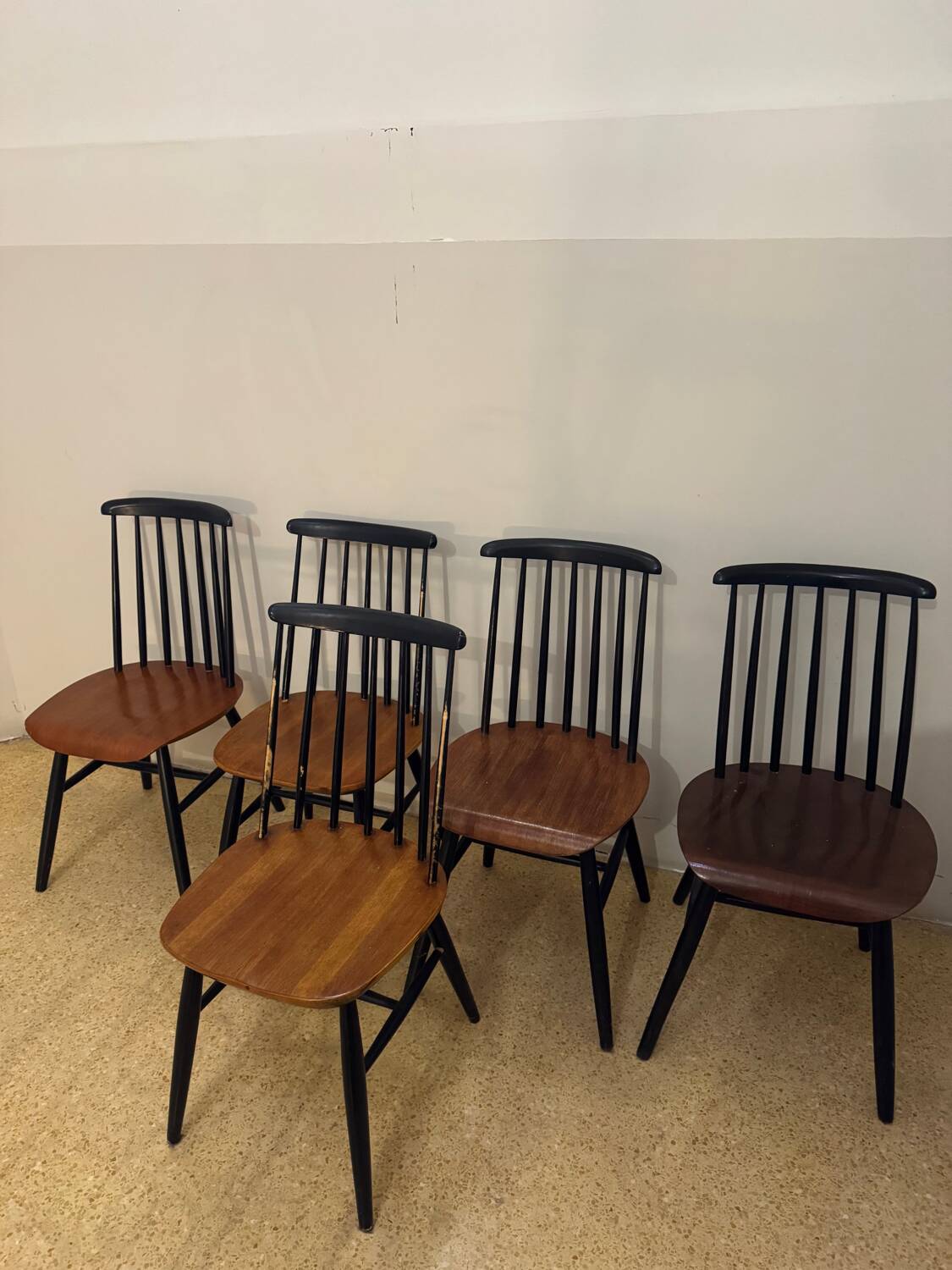 Set of 6 "Fanett" chairs by Ilmari Tapiovaara, Sweden, 1960s.