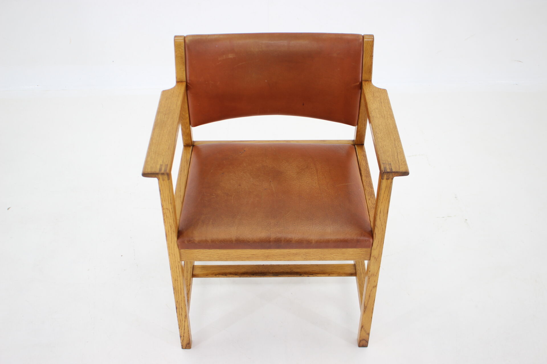 1960s Borge Mogensen Oak and Leather Desk Chair, Denmark