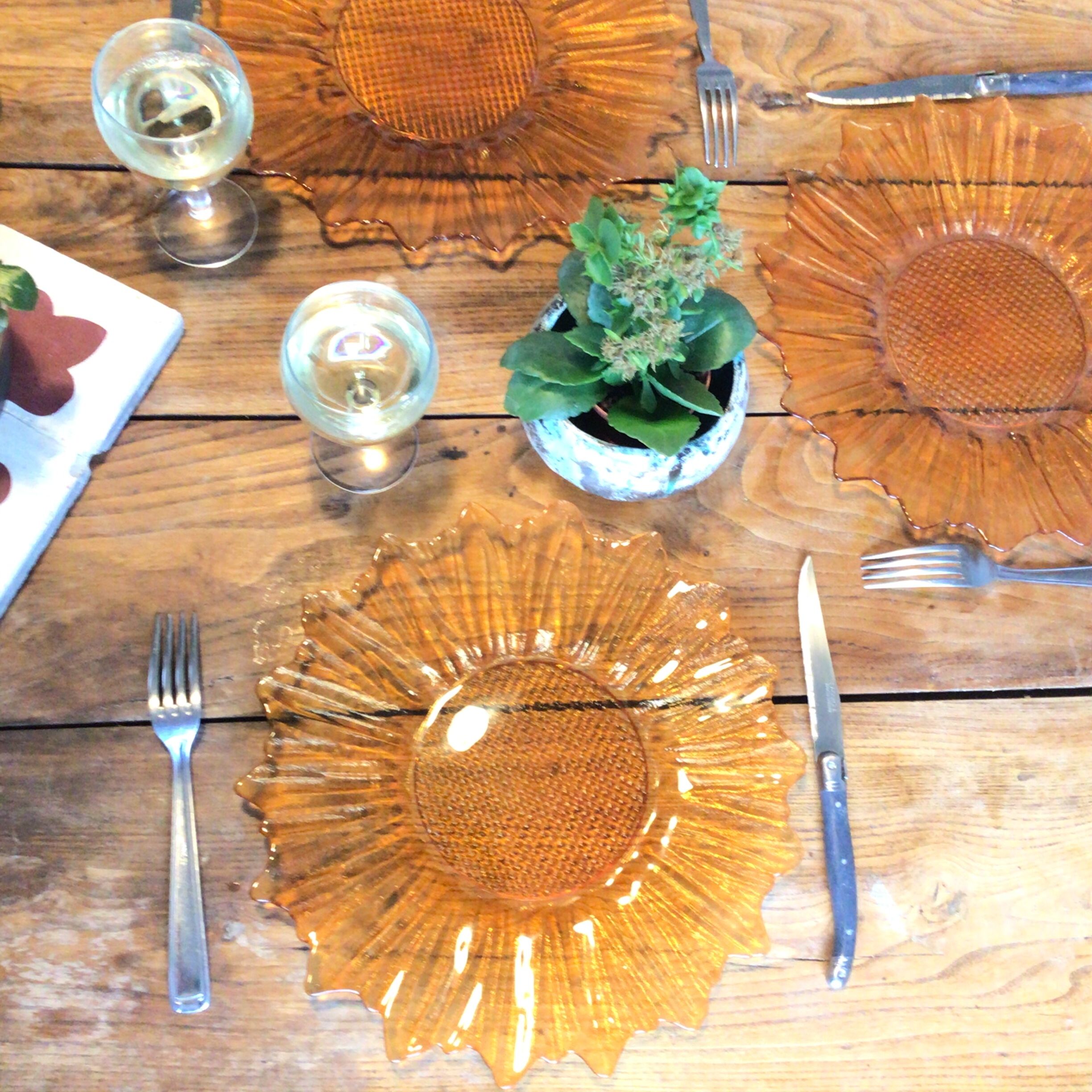 Lot of 12 sunflower plates - 1970